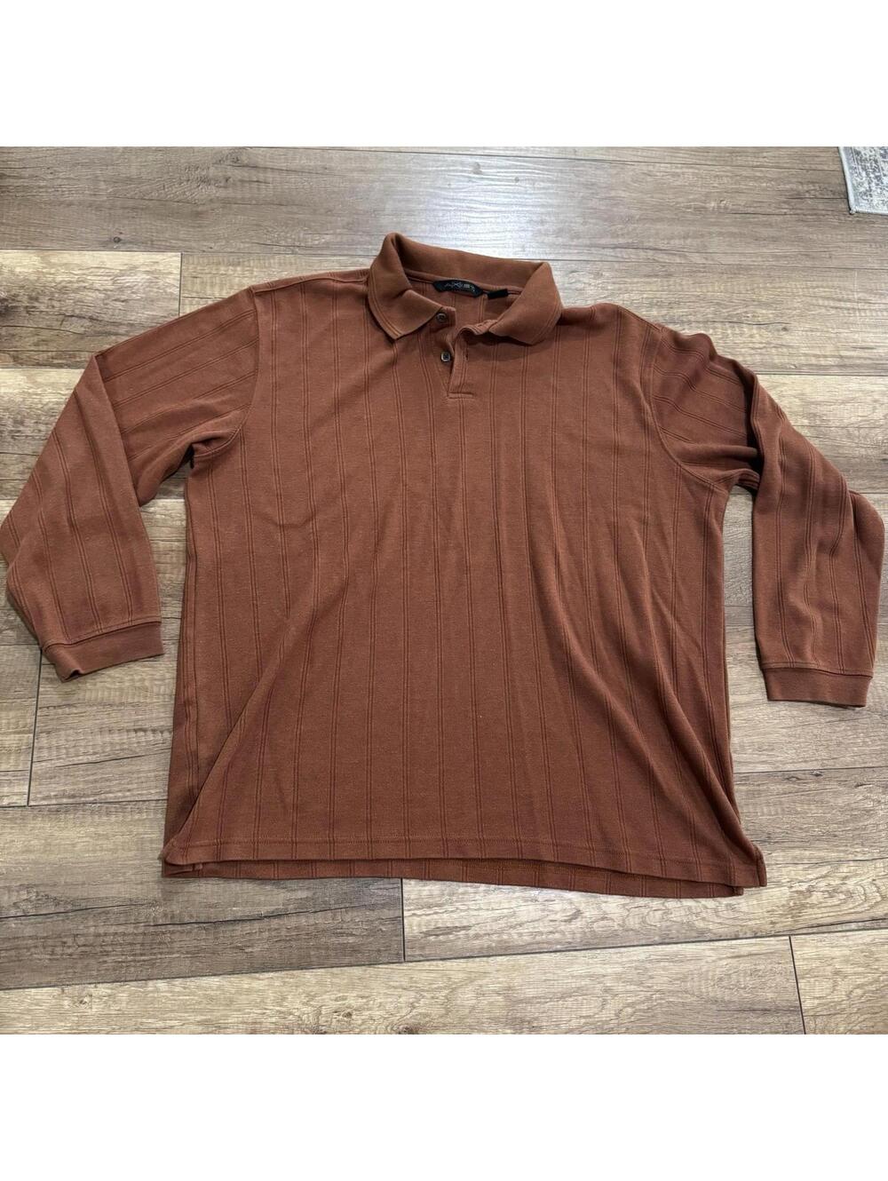 Vintage AXIST Men's Long Sleeve Polo Shirt Burnt Orange XL